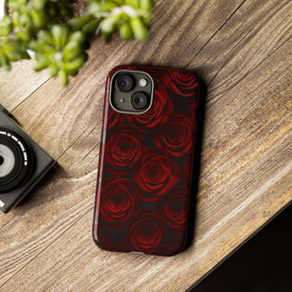 Dark Red Rose Phone Case – Gothic Floral Tough Case (iPhone, Samsung, Pixel)