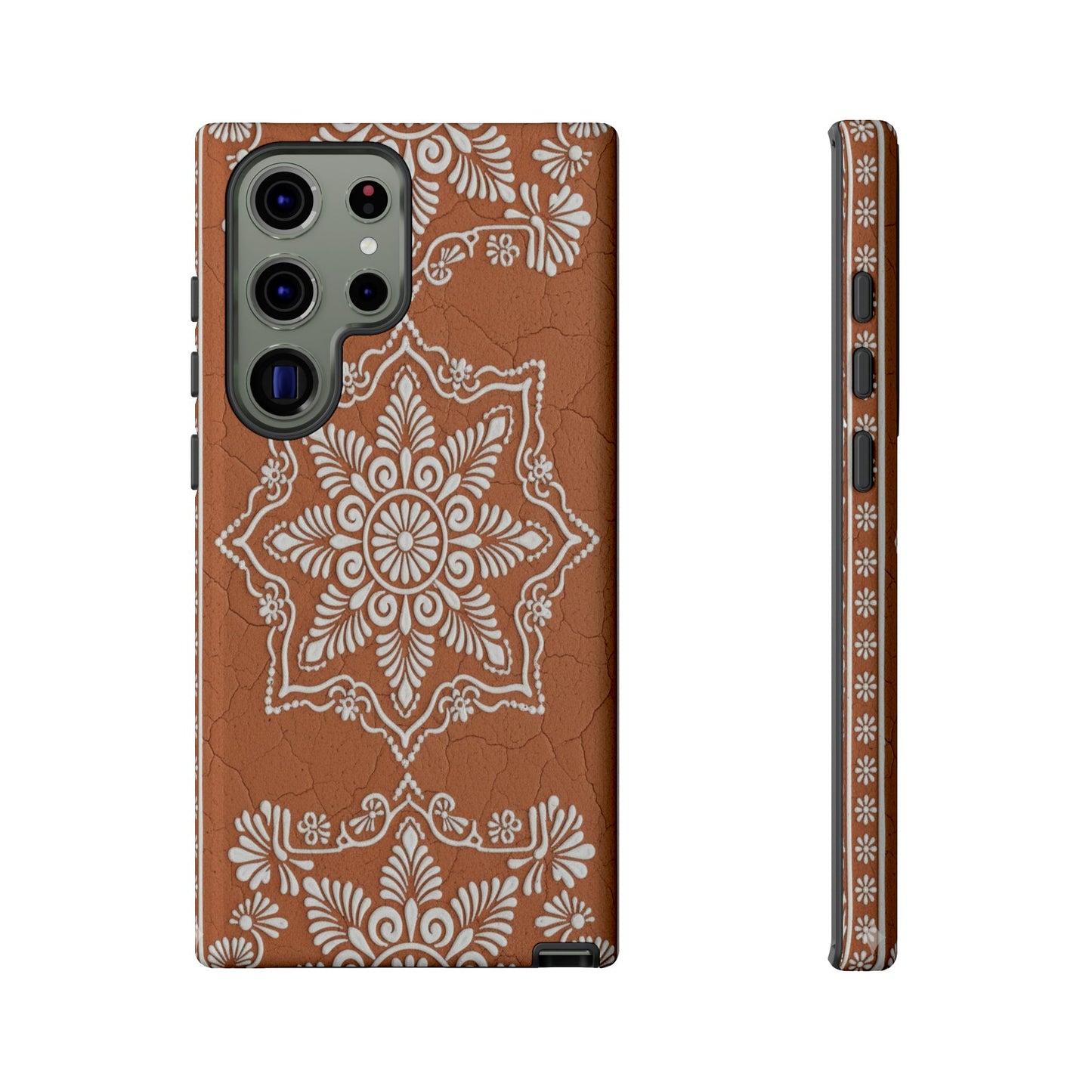 Talavera Terracotta Phone Case | Mexican Floral Pattern iPhone & Samsung Tough Case | Boho Clay Aesthetic Cover
