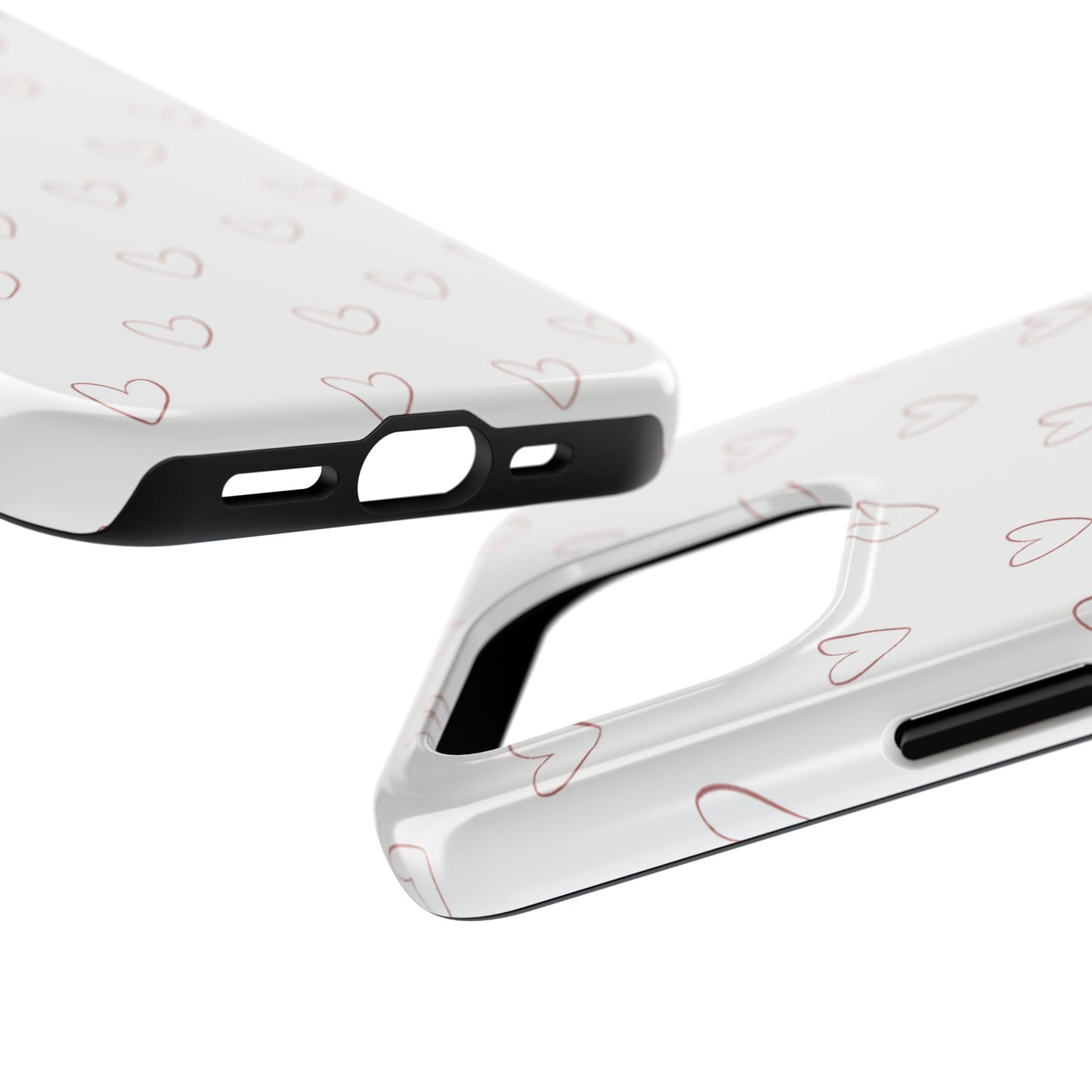 Hand-Drawn Hearts Tough Phone Case | Minimal Pink Heart Pattern