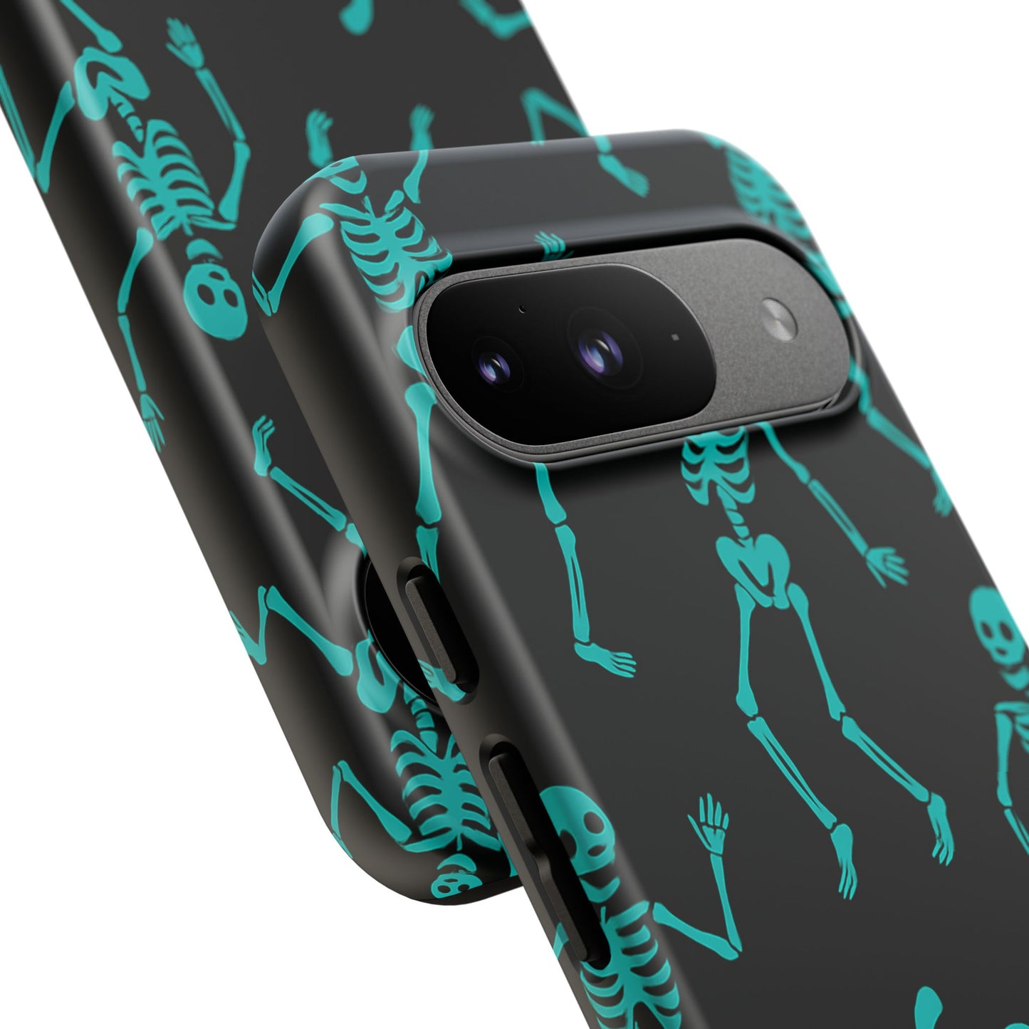 Dancing Teal Skeletons Phone Case | Tough Protective Case for Iphone, Samsung Galaxy and Pixel