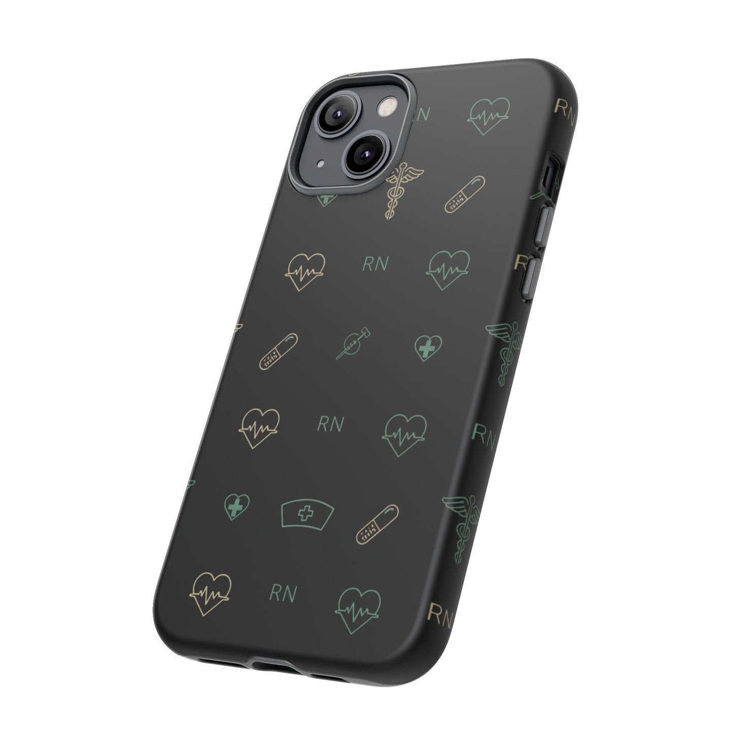 RN Nurse Phone Case – Minimal Medical Icon Pattern Healthcare Worker Tough Case