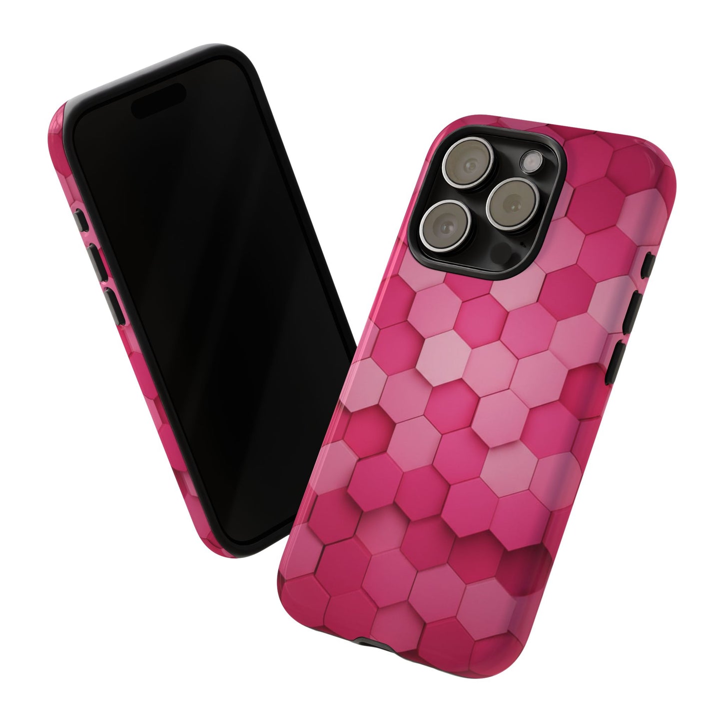 Hot Pink Hexagon Phone Case | Honeycomb Geometric Aesthetic | Cute Pink iPhone & Samsung Tough Protective Case