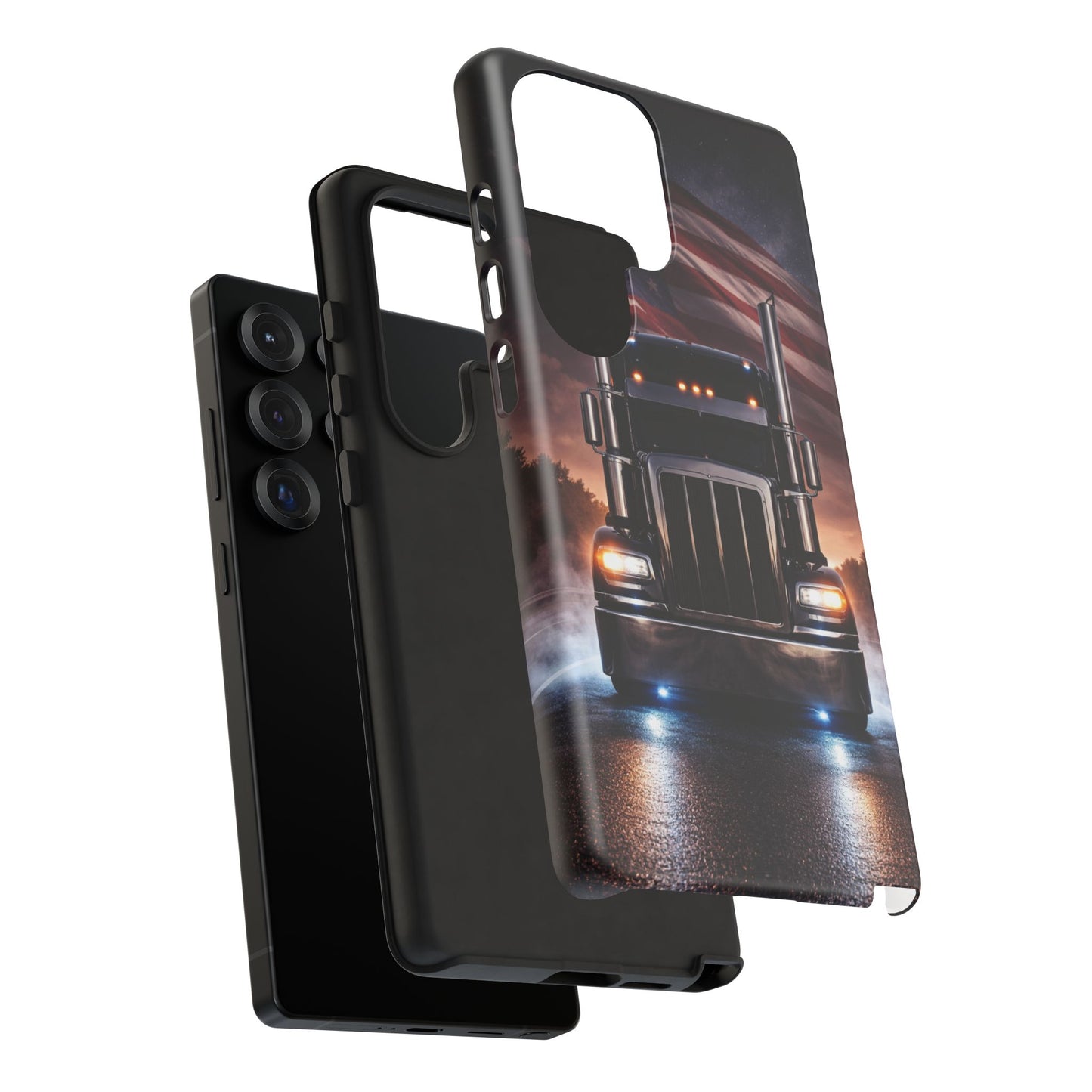 Semi Truck Phone Case American Flag Big Rig Trucker Gift iPhone Samsung