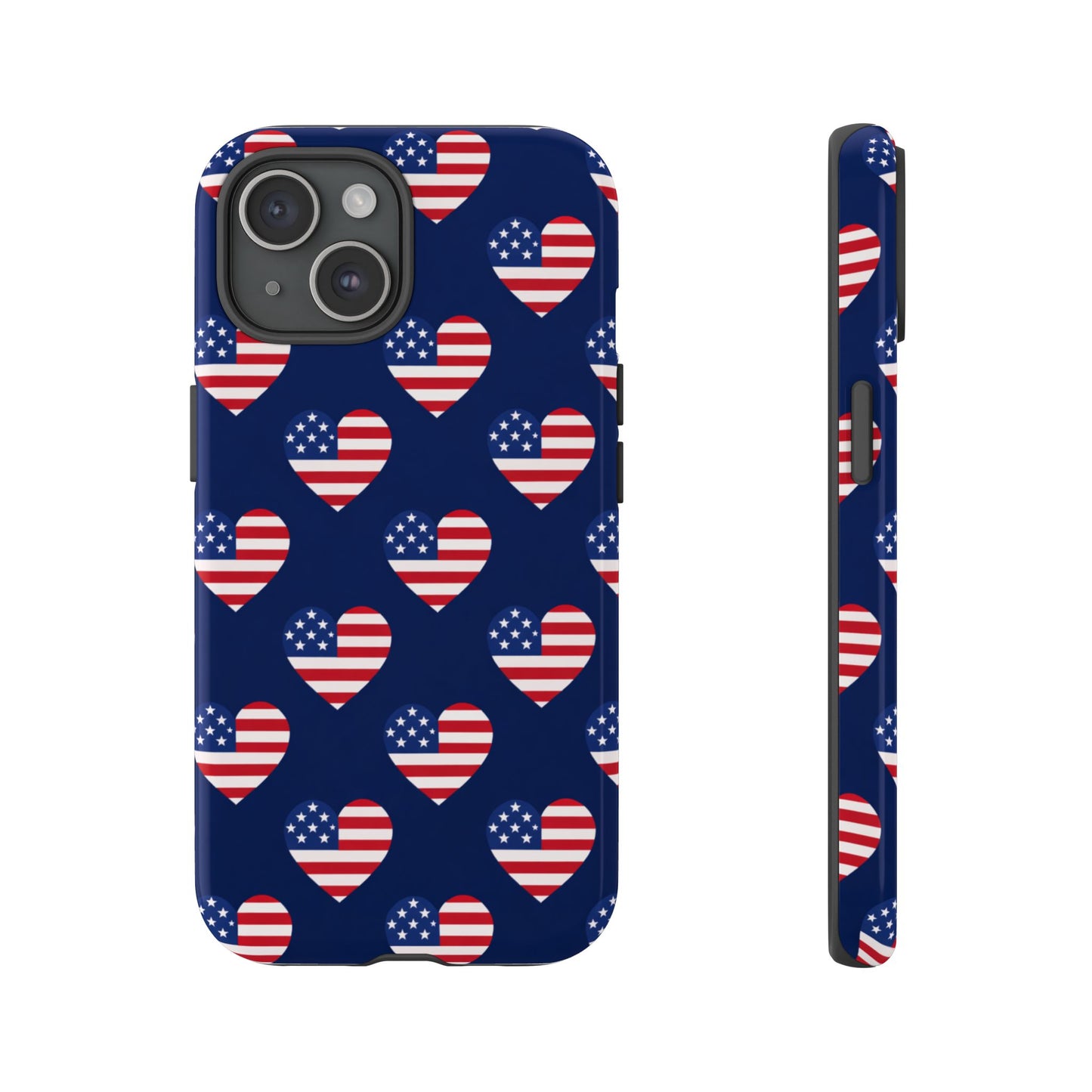 Patriotic American Flag Heart Phone Case – Tough Shockproof, USA Stars & Stripes for Iphone, Samsung Galaxy and Pixel