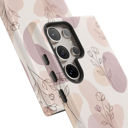 Blush Floral Phone Case Neutral Botanical Watercolor Tough Cover