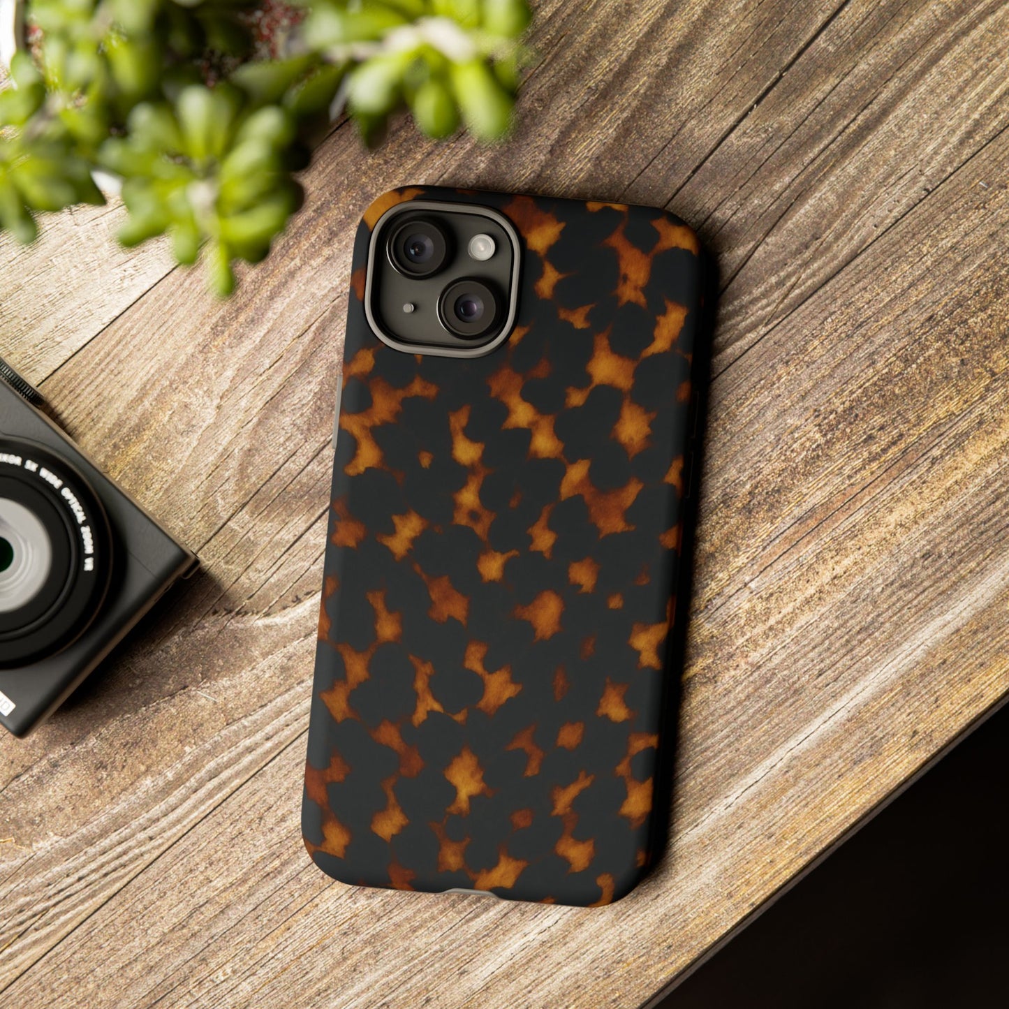 Tortoiseshell Pattern Tough Phone Case | Classic Leopard-Style Protective Cover