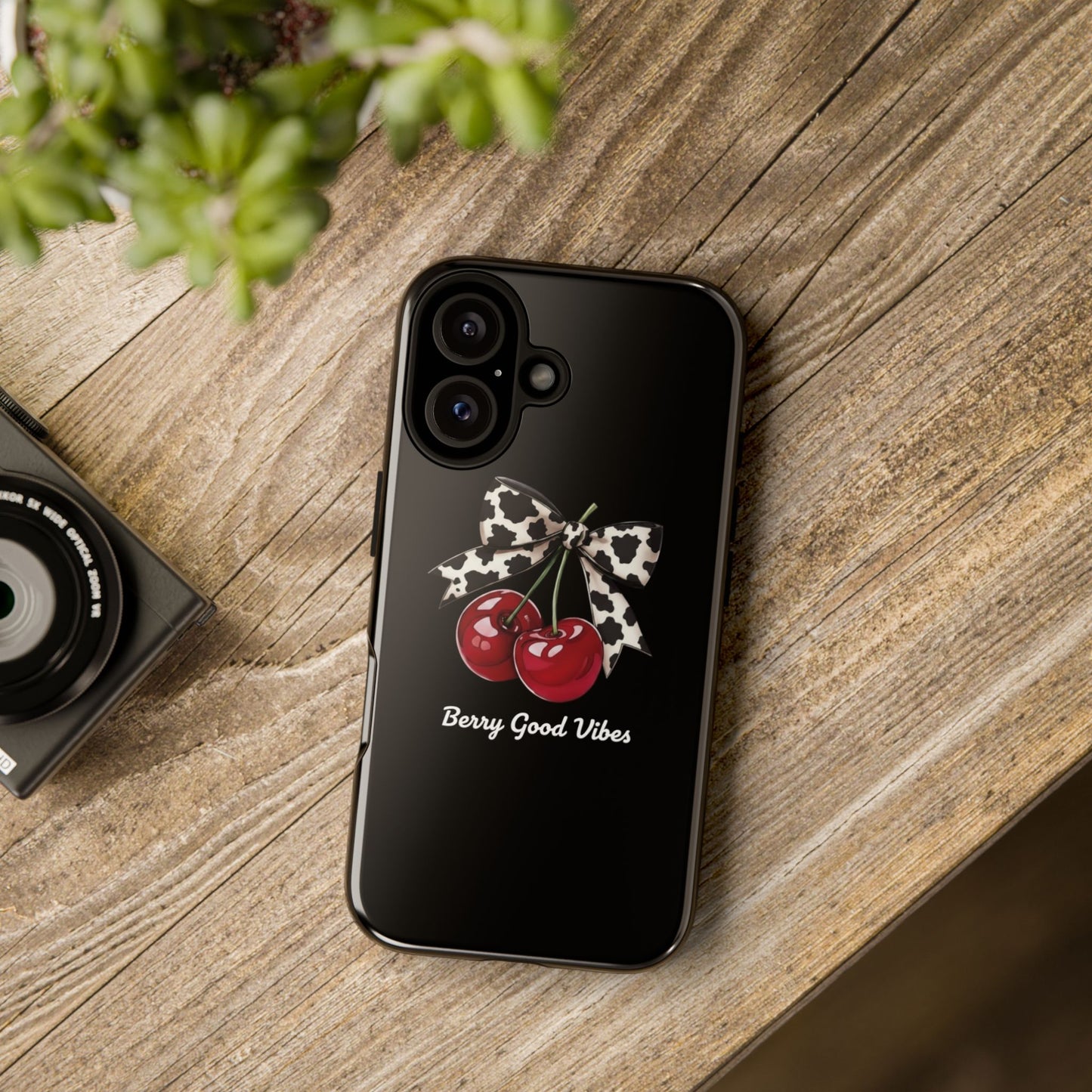 Cherry Cow Print Phone Case | Coquette Bow Aesthetic iPhone & Samsung Tough Case