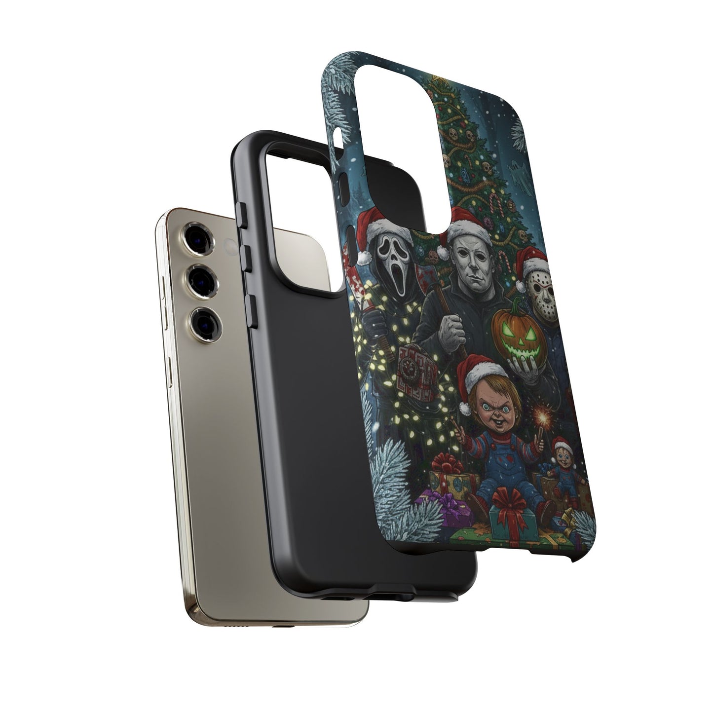 Christmas Horror Phone Case – Festive Slasher Collage Tough Case (iPhone, Samsung, Pixel)