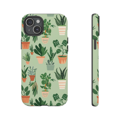 Plant Lover Phone Case | Cute Potted Plants Pattern | Botanical Aesthetic Tough Case