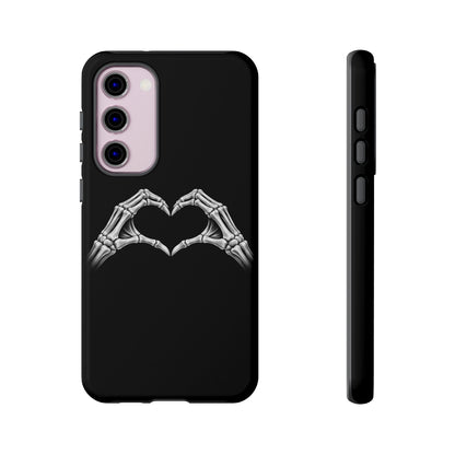 Skeleton Hands Heart Phone Case | Gothic Black Protective Cover