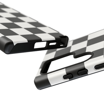Black & White Checkerboard Phone Case – Classic Aesthetic Tough Protective Case