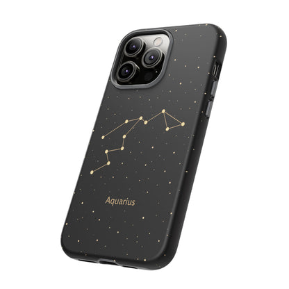 Aquarius Zodiac Constellation Phone Case – Luxe Gold Celestial Cover
