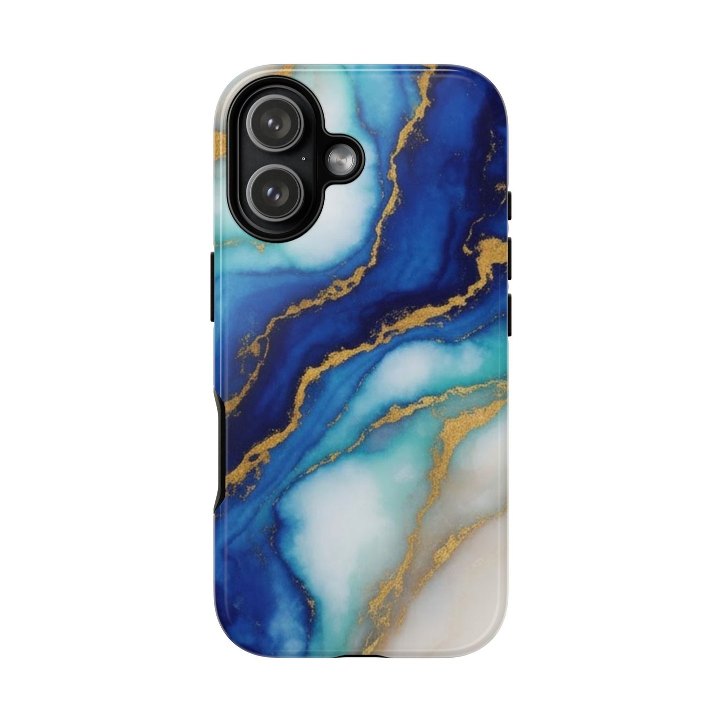 Blue & Gold Marble Phone Case – Luxury Resin Art Tough Case (iPhone, Samsung, Pixel)