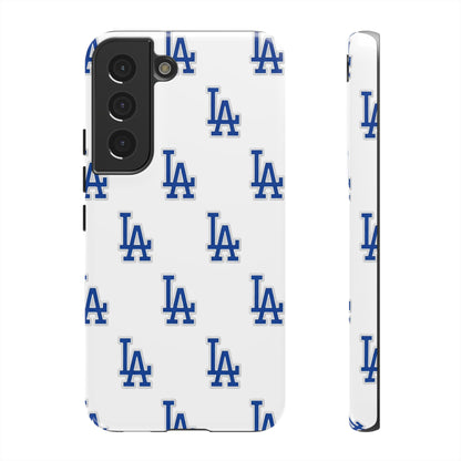 Blue LA Monogram Pattern Phone Case | Minimal Baseball Inspired Tough Cover