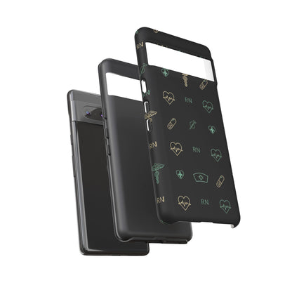RN Nurse Phone Case – Minimal Medical Icon Pattern Healthcare Worker Tough Case