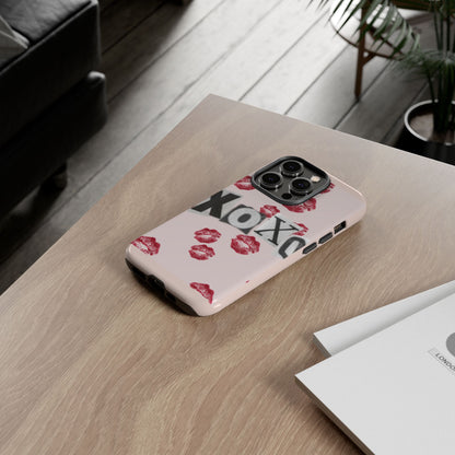 XOXO Kiss Print Phone Case | Coquette Valentine Aesthetic | Cute Pink Lipstick Kiss Tough Case for iPhone & Samsung