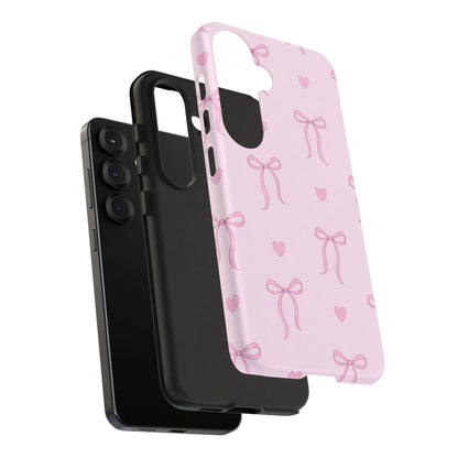 Pink Bow Heart Aesthetic Phone Case – Coquette Cute Tough Cover