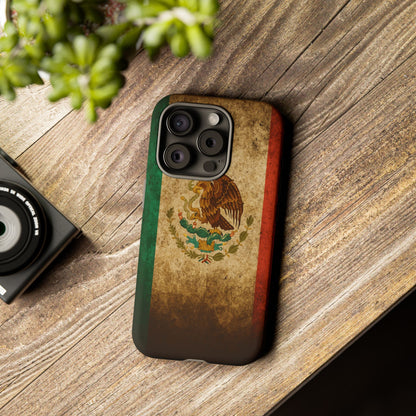Vintage Mexico Flag Phone Case – Mexican Pride Grunge Flag Aesthetic Tough Case