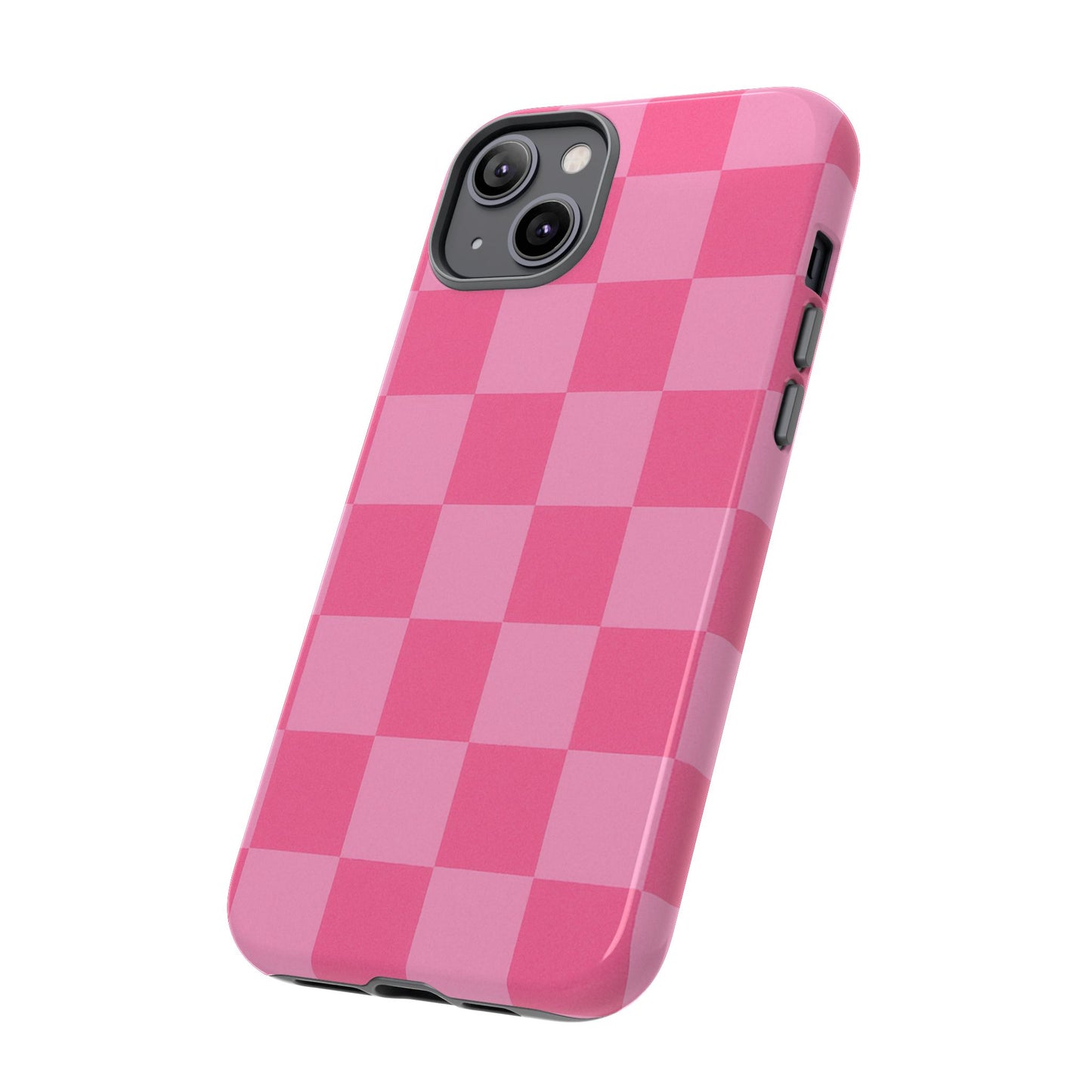 Pink Checkerboard Phone Case | Cute Aesthetic Checkered iPhone & Samsung Tough Case