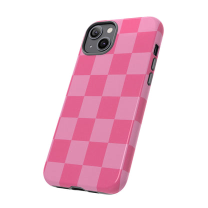 Pink Checkerboard Phone Case | Cute Aesthetic Checkered iPhone & Samsung Tough Case