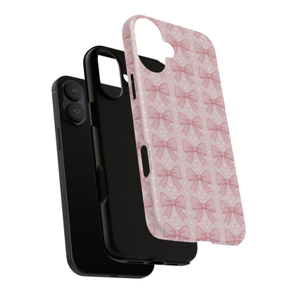 Pink Bow Pattern Phone Case – Soft Coquette Aesthetic Tough Case