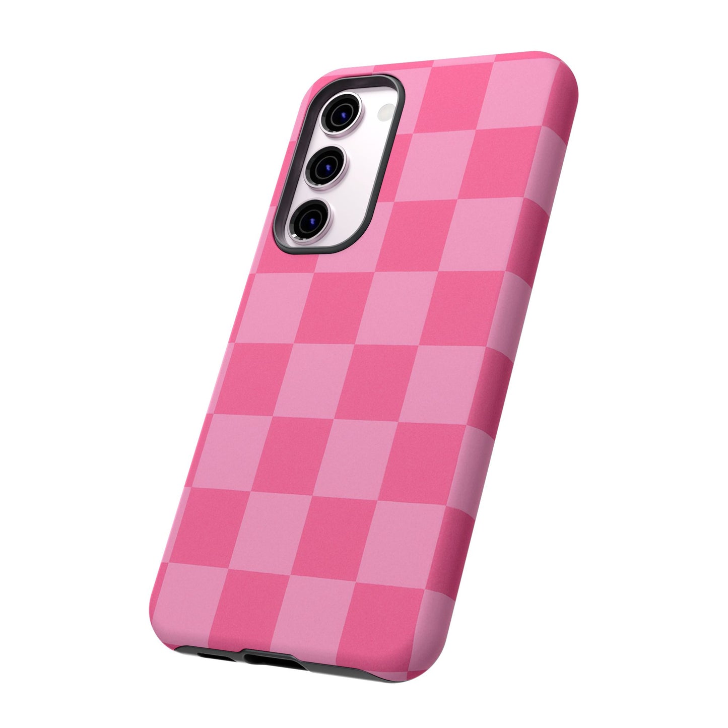 Pink Checkerboard Phone Case – Cute Aesthetic Tough Case for iPhone & Samsung