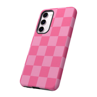 Pink Checkerboard Phone Case – Cute Aesthetic Tough Case for iPhone & Samsung