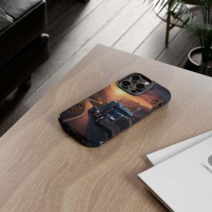 Semi Truck Sunset Phone Case | Trucker Gift | Diesel Truck Highway Road iPhone & Samsung Tough Protective Case