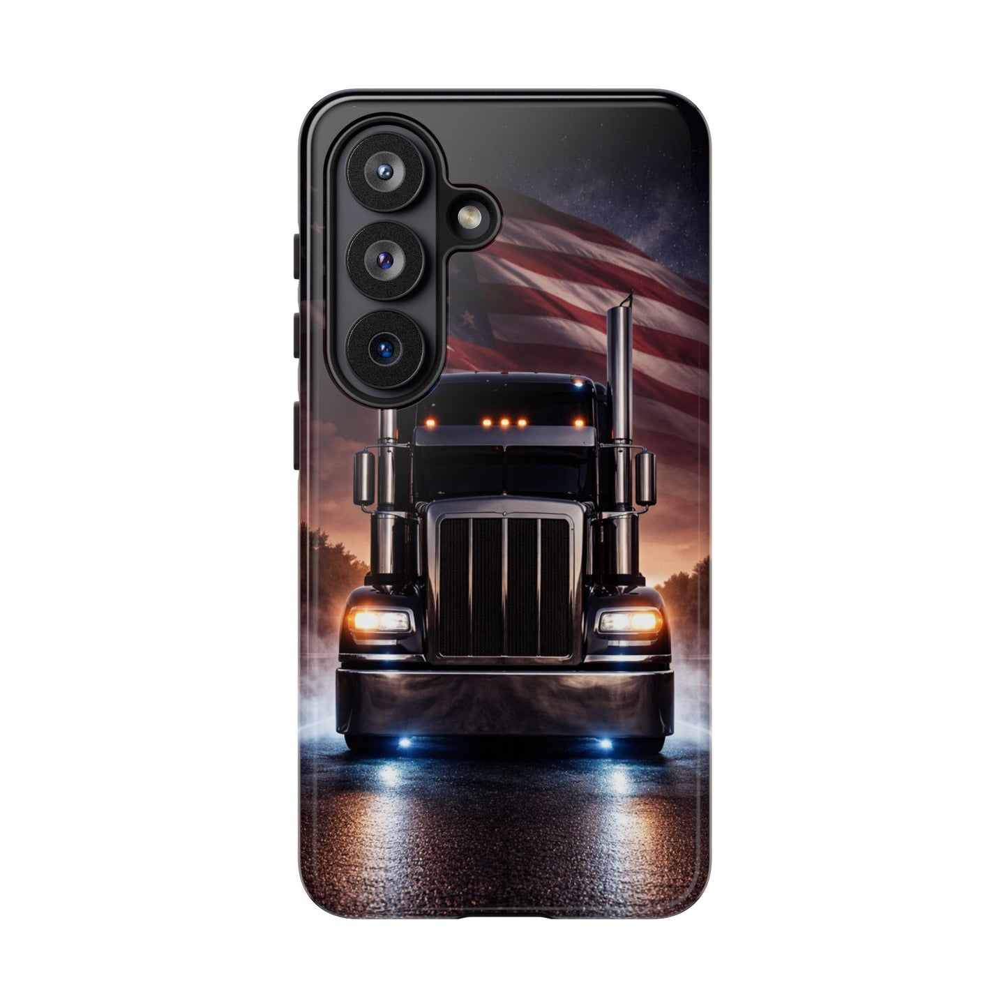 Semi Truck Phone Case American Flag Big Rig Trucker Gift iPhone Samsung