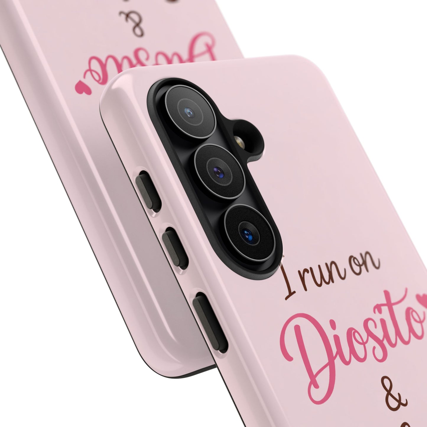 I Run on Diosito y Cafecito Phone Case, Pink Aesthetic Latina Faith Coffee Case, Girly Protective iPhone Samsung Cover