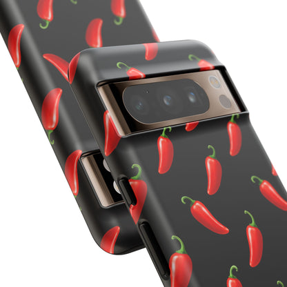 Spicy Chili Pepper Phone Case – Black Cute Hot Pepper Tough Cover for Iphone, Samsung Galaxy and Pixel