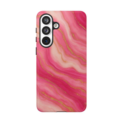 Pink Marble Phone Case | Rose Gold Swirl Aesthetic Tough Protective Case