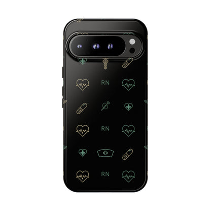 RN Nurse Phone Case – Minimal Medical Icon Pattern Healthcare Worker Tough Case