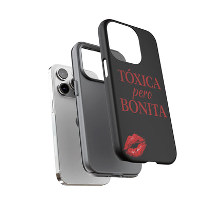 Toxica Pero Bonita Phone Case, Latina Quote Case, Red Lips Aesthetic, Spanish Saying Case, Trendy Tough Cover