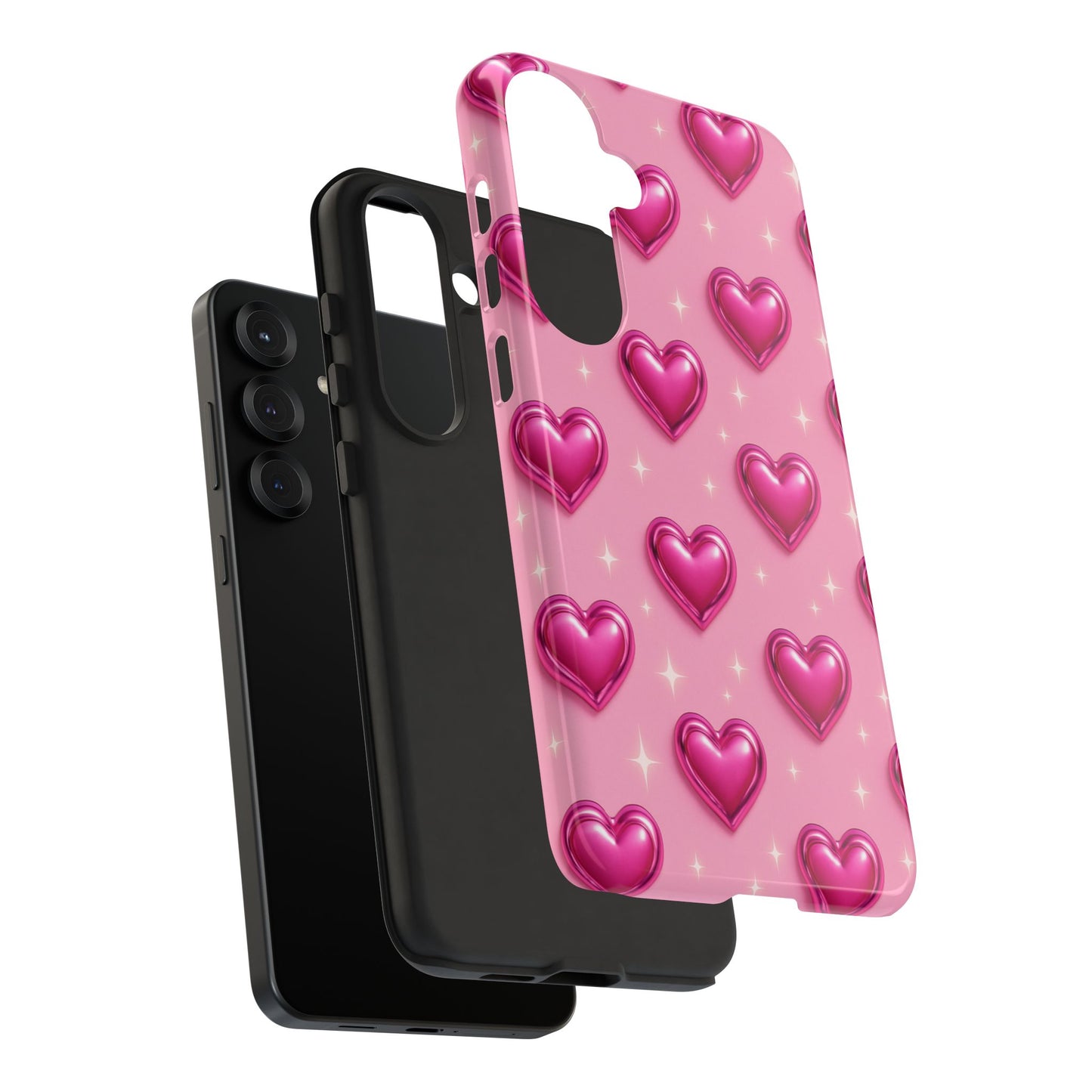 Pink Heart Pattern Phone Case | Tough Protective Case for Iphone, Samsung Galaxy and Pixel