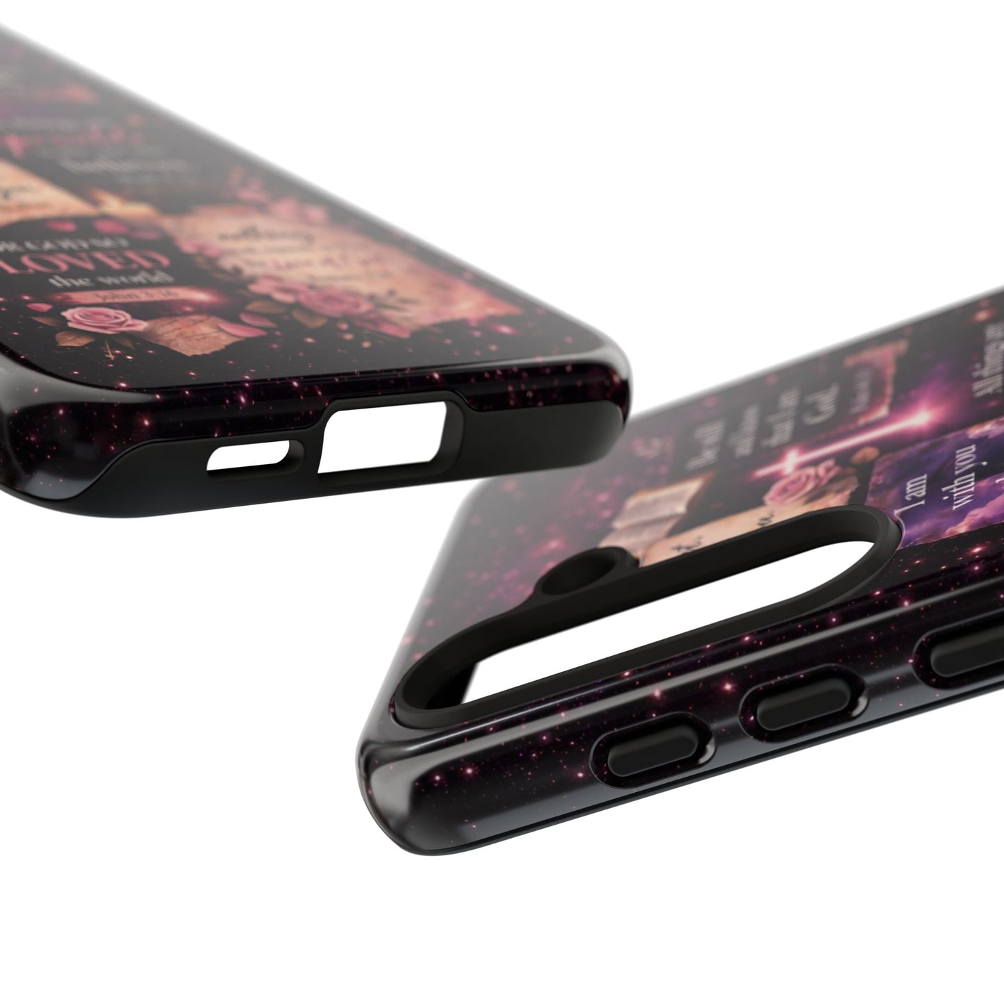 Christian Bible Verse Phone Case Pink Floral Faith Tough Protective Cover Gift