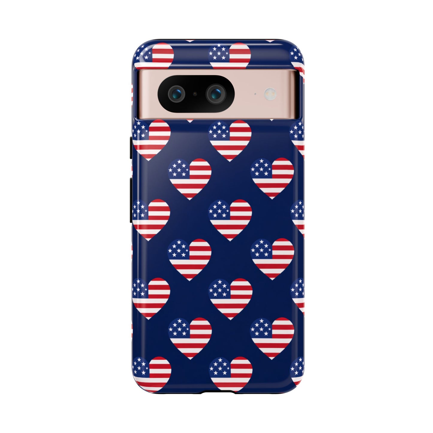 Patriotic American Flag Heart Phone Case – Tough Shockproof, USA Stars & Stripes for Iphone, Samsung Galaxy and Pixel