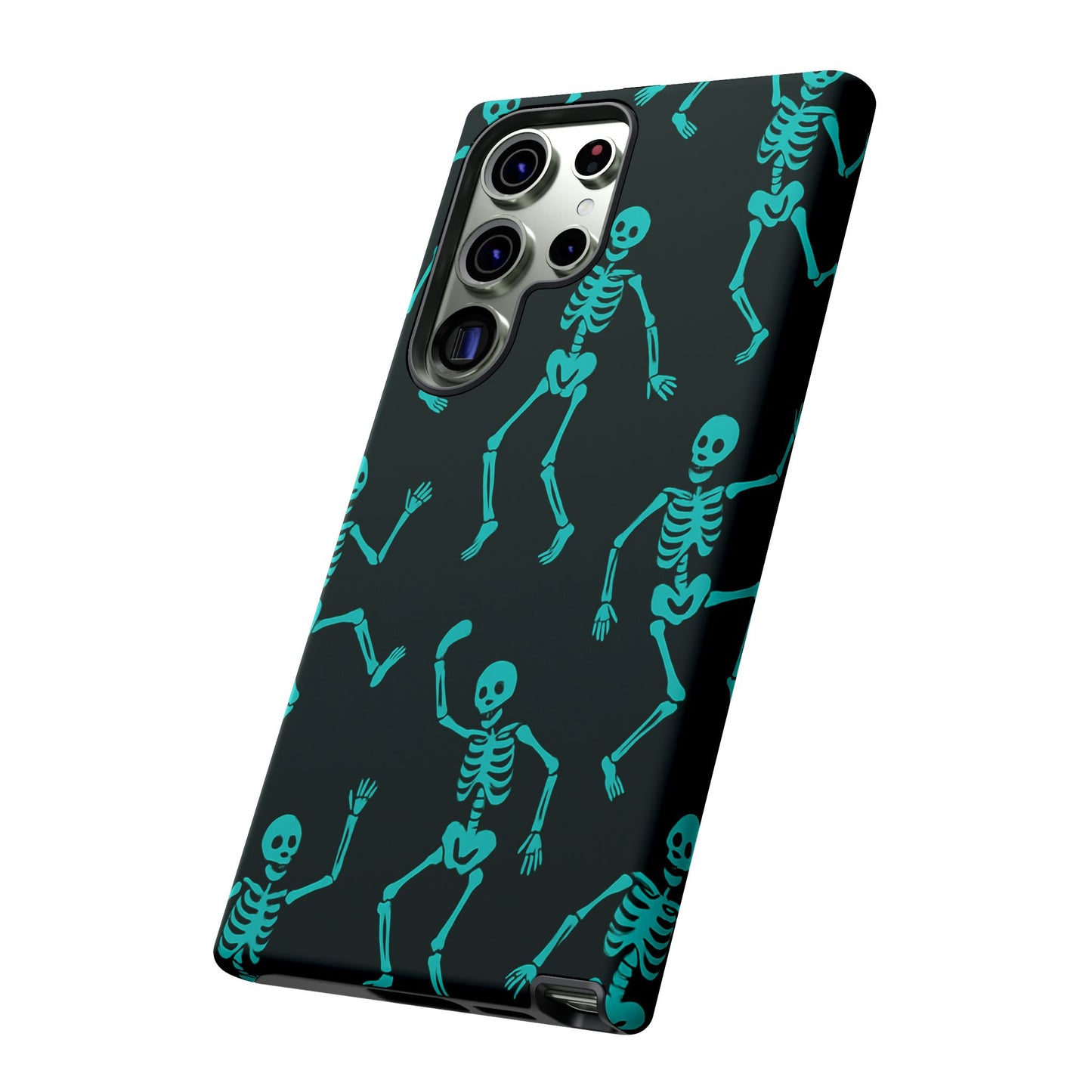 Dancing Teal Skeletons Phone Case | Tough Protective Case for Iphone, Samsung Galaxy and Pixel