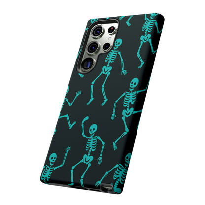 Dancing Teal Skeletons Phone Case | Tough Protective Case for Iphone, Samsung Galaxy and Pixel