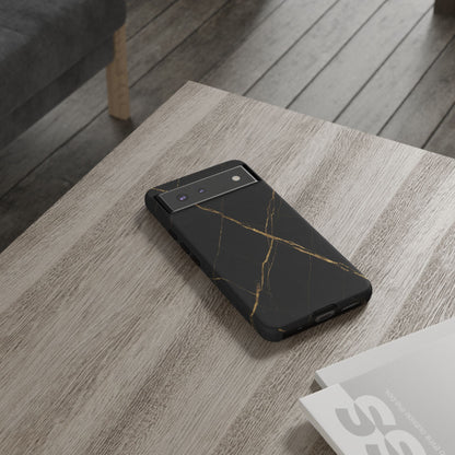 Black Marble Phone Case with Gold Veins – Luxury Minimal Aesthetic Tough Case