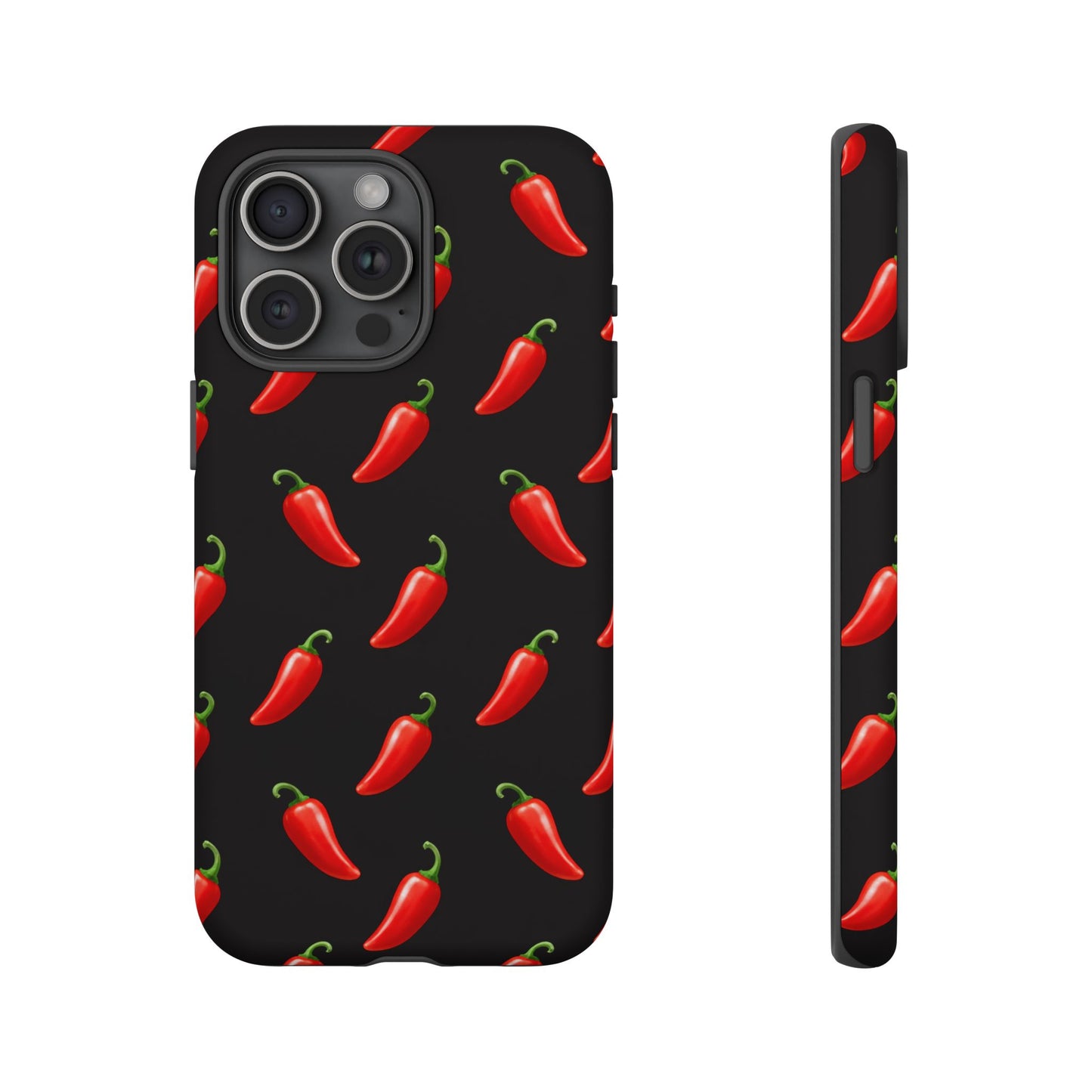 Spicy Chili Pepper Phone Case – Black Cute Hot Pepper Tough Cover for Iphone, Samsung Galaxy and Pixel