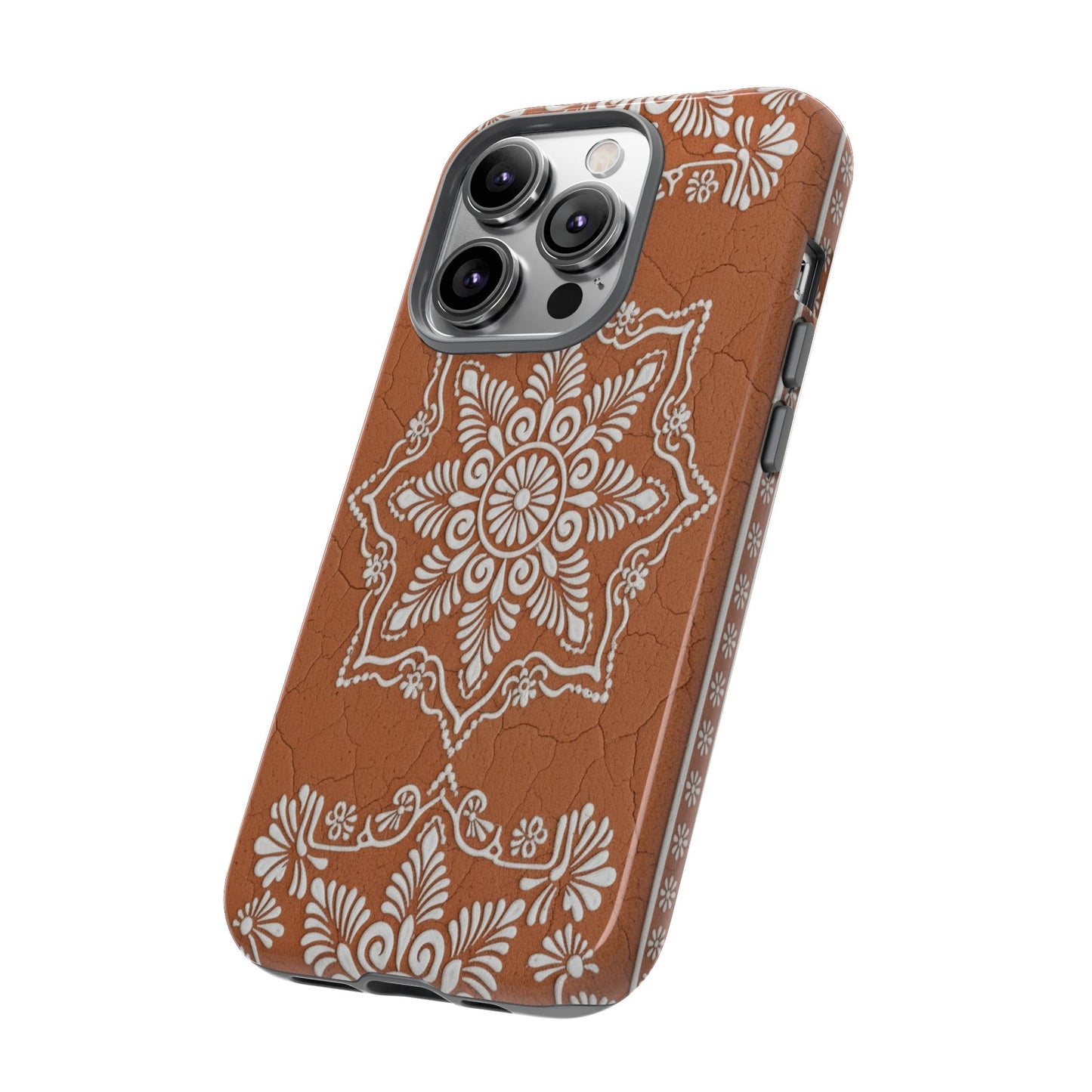 Talavera Terracotta Phone Case | Mexican Floral Pattern iPhone & Samsung Tough Case | Boho Clay Aesthetic Cover