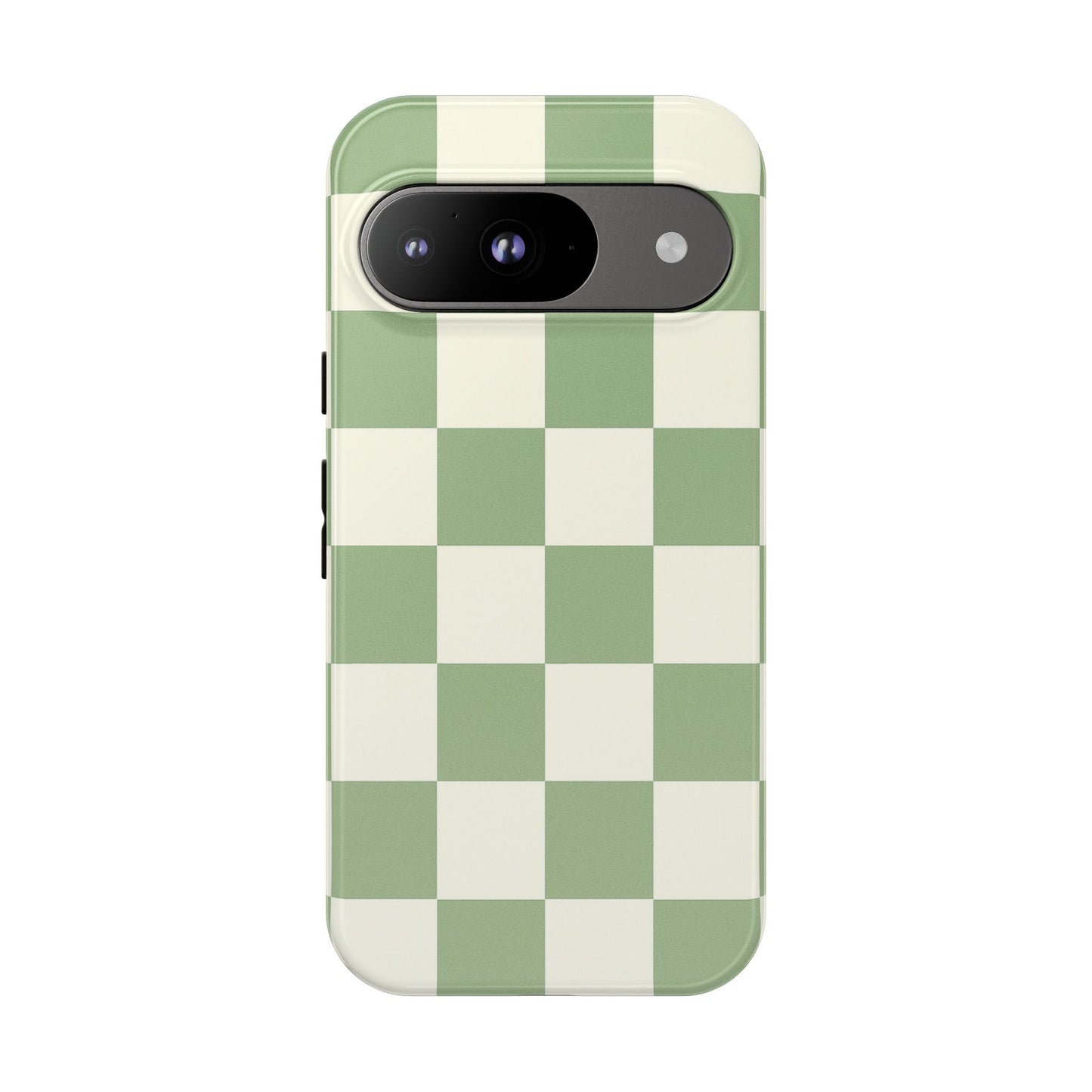 Sage Green Checkerboard Phone Case | Minimal Aesthetic Checkered iPhone & Samsung Tough Case
