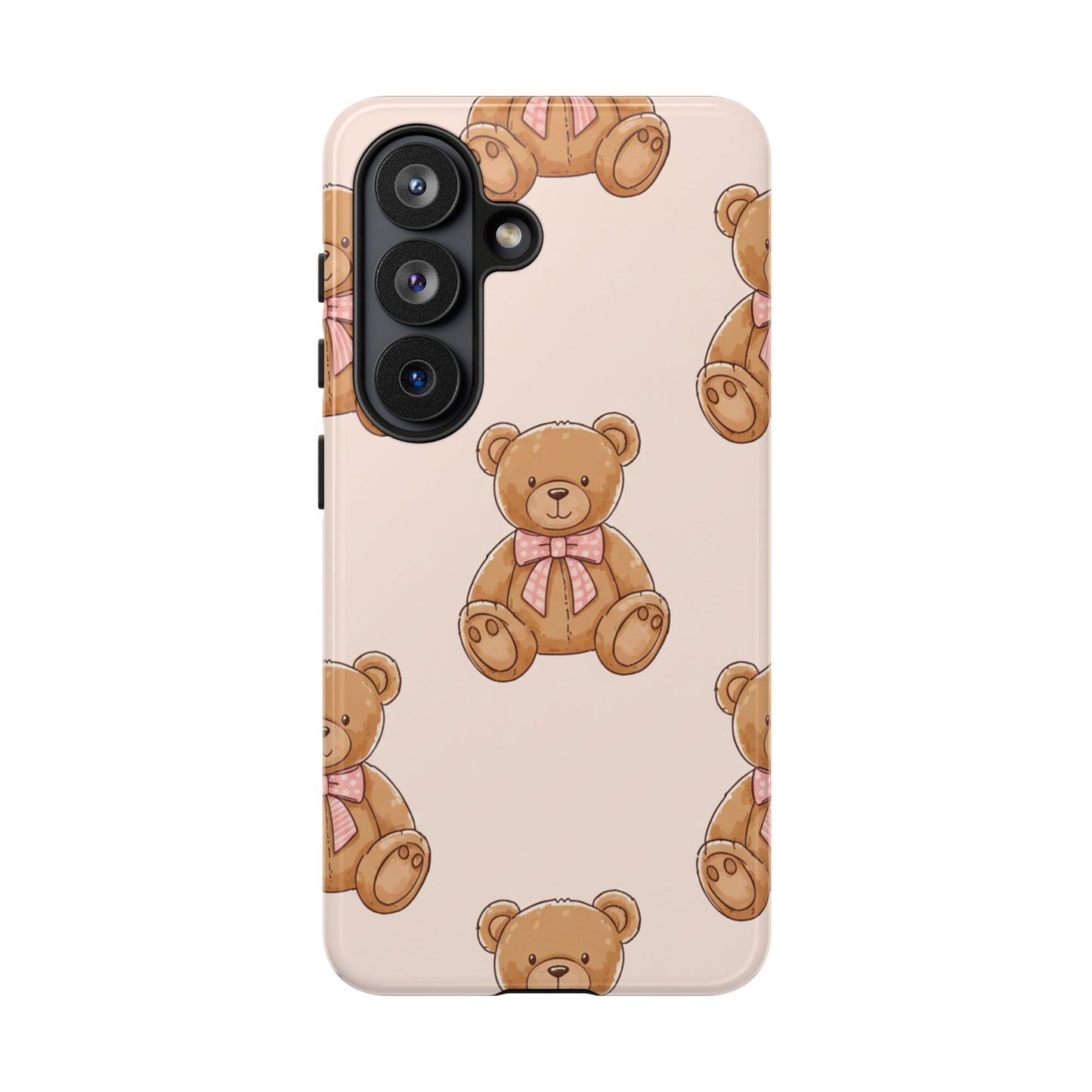 Teddy Bear Phone Case | Cute Coquette Aesthetic Pink Bear Pattern Case | Kawaii Soft Girl iPhone & Samsung Tough Protective Case