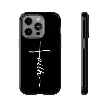 Faith Cross Phone Case, Christian Aesthetic Minimalist Black Matte Case, Religious Gift iPhone Samsung Cover