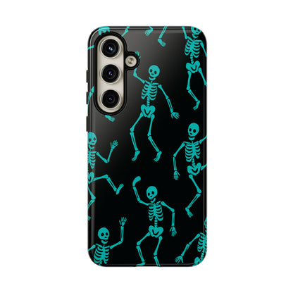 Dancing Teal Skeletons Phone Case | Tough Protective Case for Iphone, Samsung Galaxy and Pixel