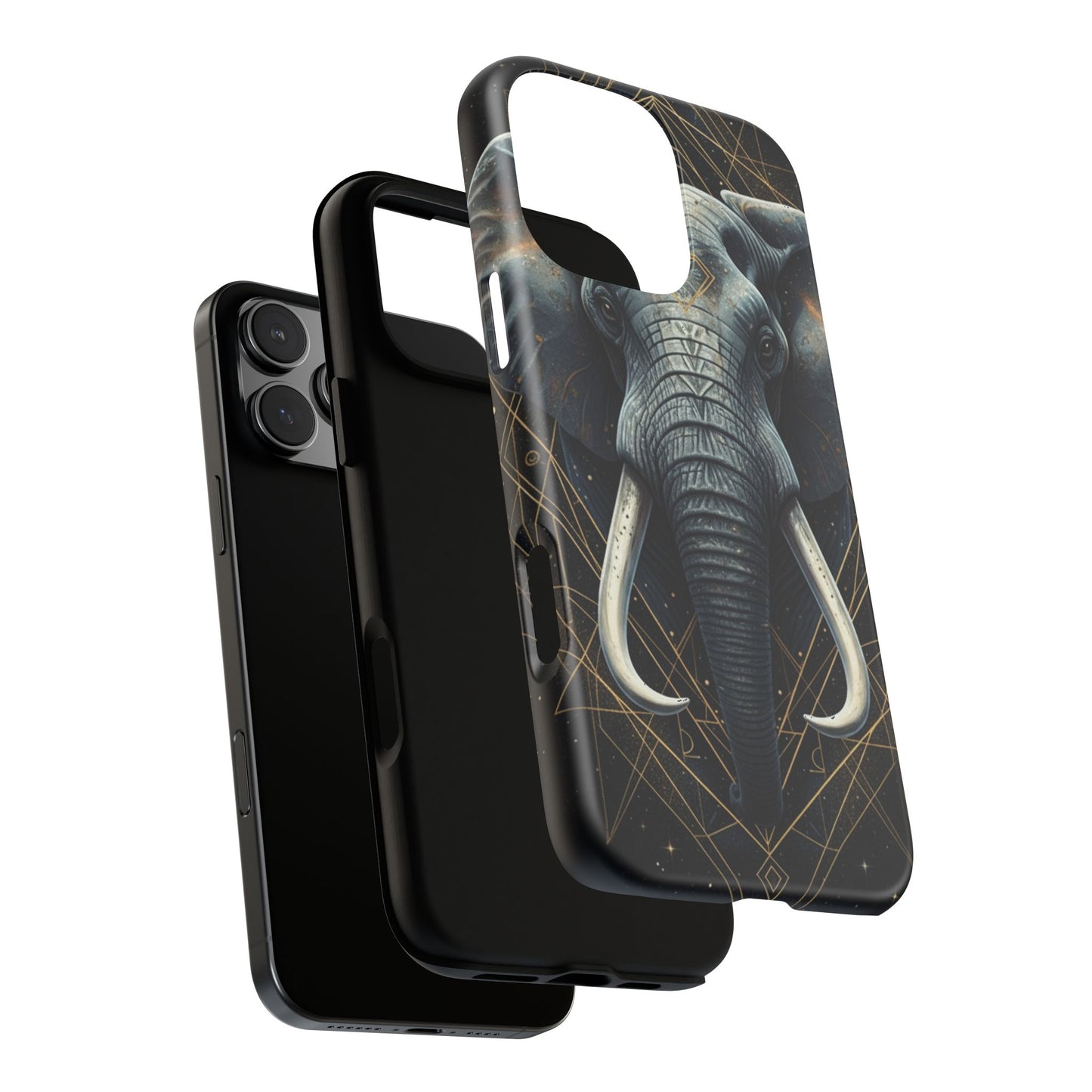 Elephant Mandala Phone Case – Black and Gold Spiritual Elephant Tough Protective Case
