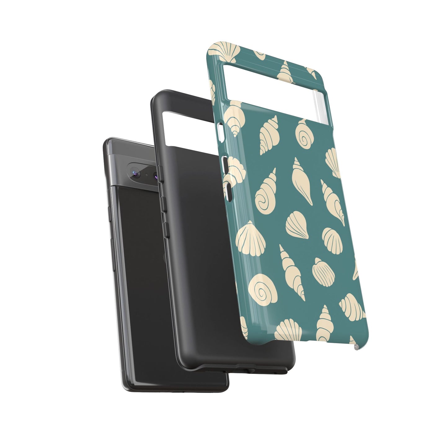Seashell Pattern Phone Case | Teal Coastal Shells Tough Case for Iphone, Samsung Galaxy and Pixel