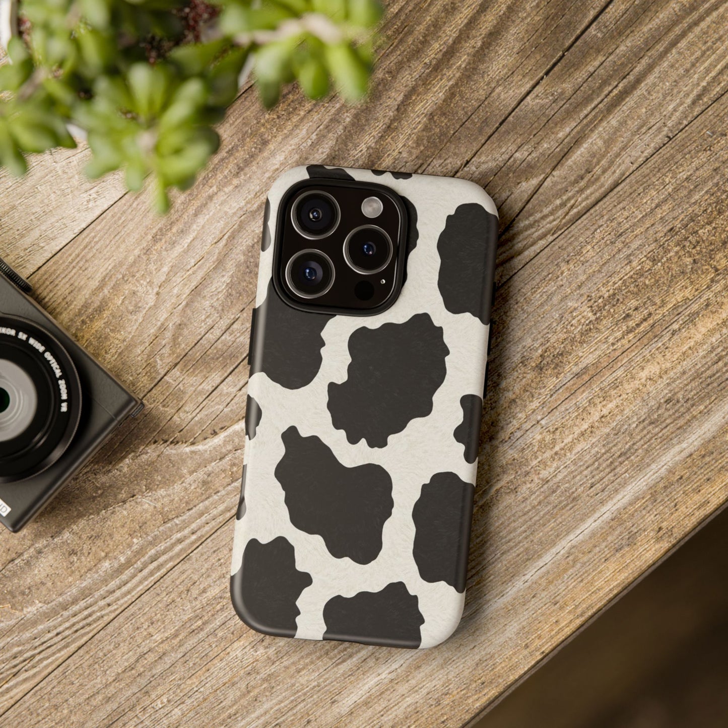Black & White Cow Print Phone Case | Aesthetic Tough Protective Case
