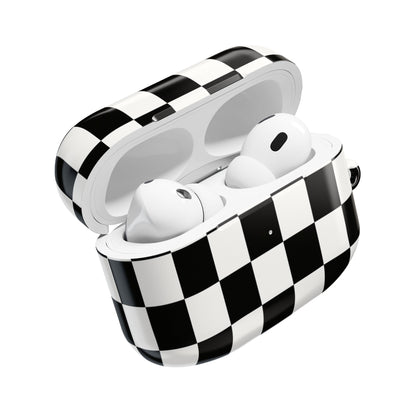 Checkerboard AirPod Case – Black & White Retro Pattern